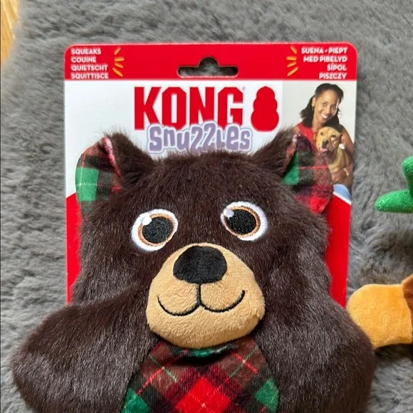 KONG Holiday Snuzzles, Hedgehog Medium & Loofa squeaker deer NWOT - Picture 2 of 4